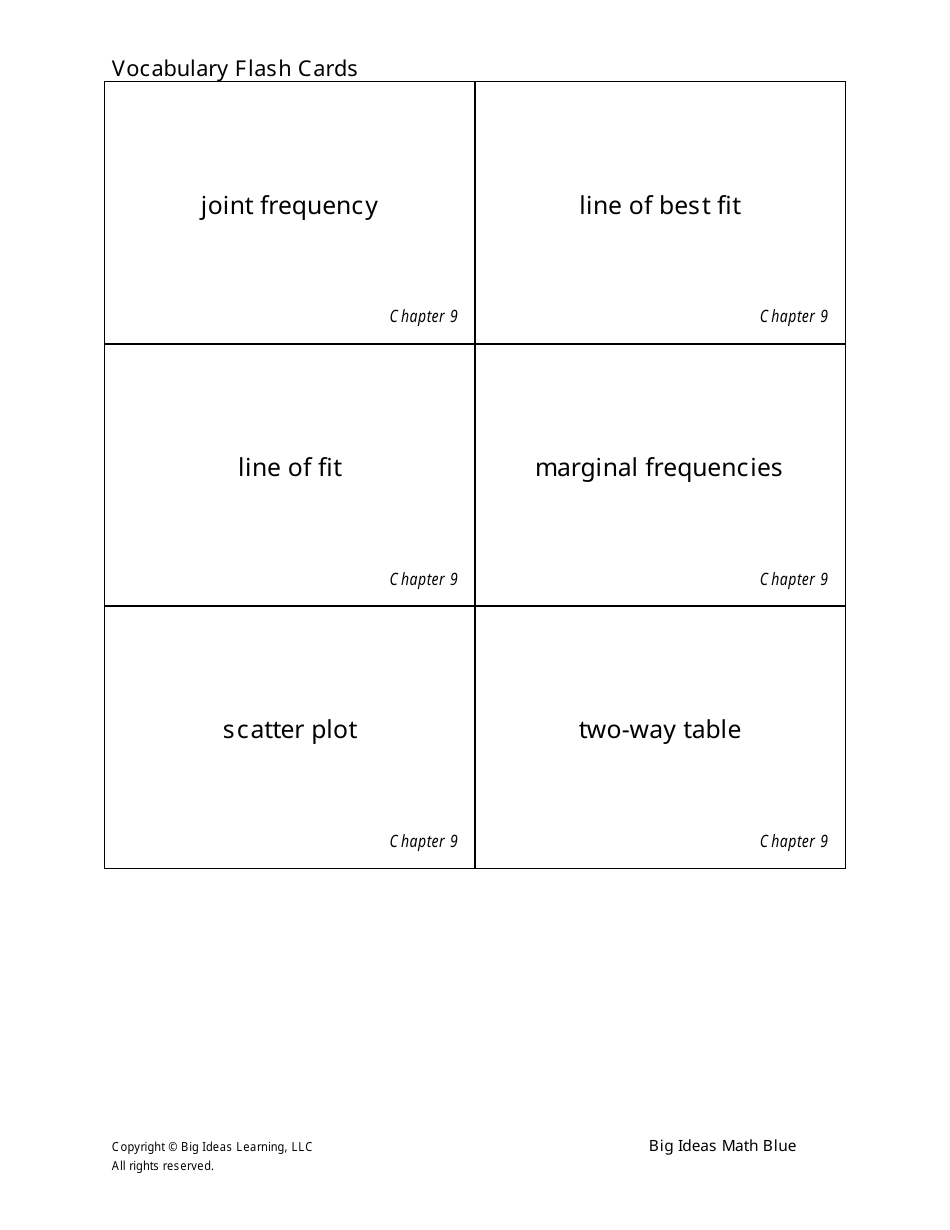 Math Vocabulary Flash Cards - Big Ideas Learning, Page 39