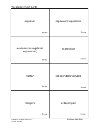 Math Vocabulary Flash Cards - Big Ideas Learning, Page 3