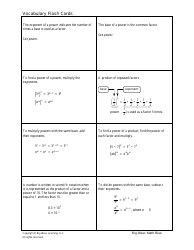 Math Vocabulary Flash Cards - Big Ideas Learning, Page 42