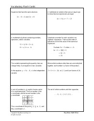 Math Vocabulary Flash Cards - Big Ideas Learning, Page 4