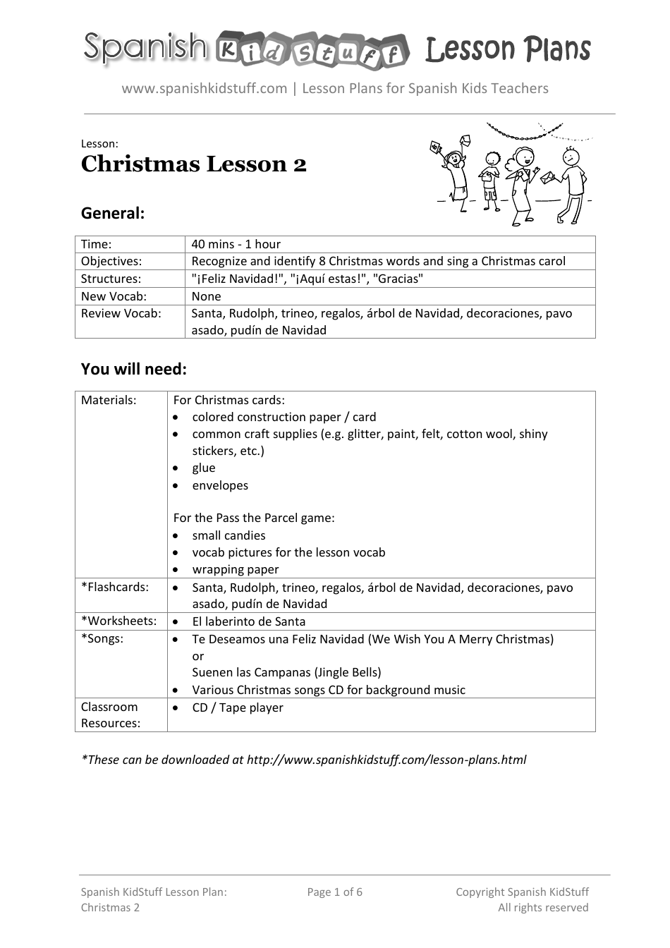 Spanish Lesson Plan: Christmas Lesson - Spanish Kidstuff, Page 1