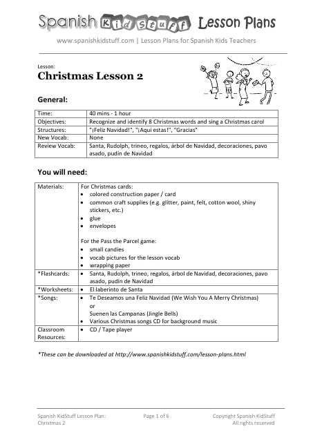 Spanish Lesson Plan: Christmas Lesson - Spanish Kidstuff Download Pdf