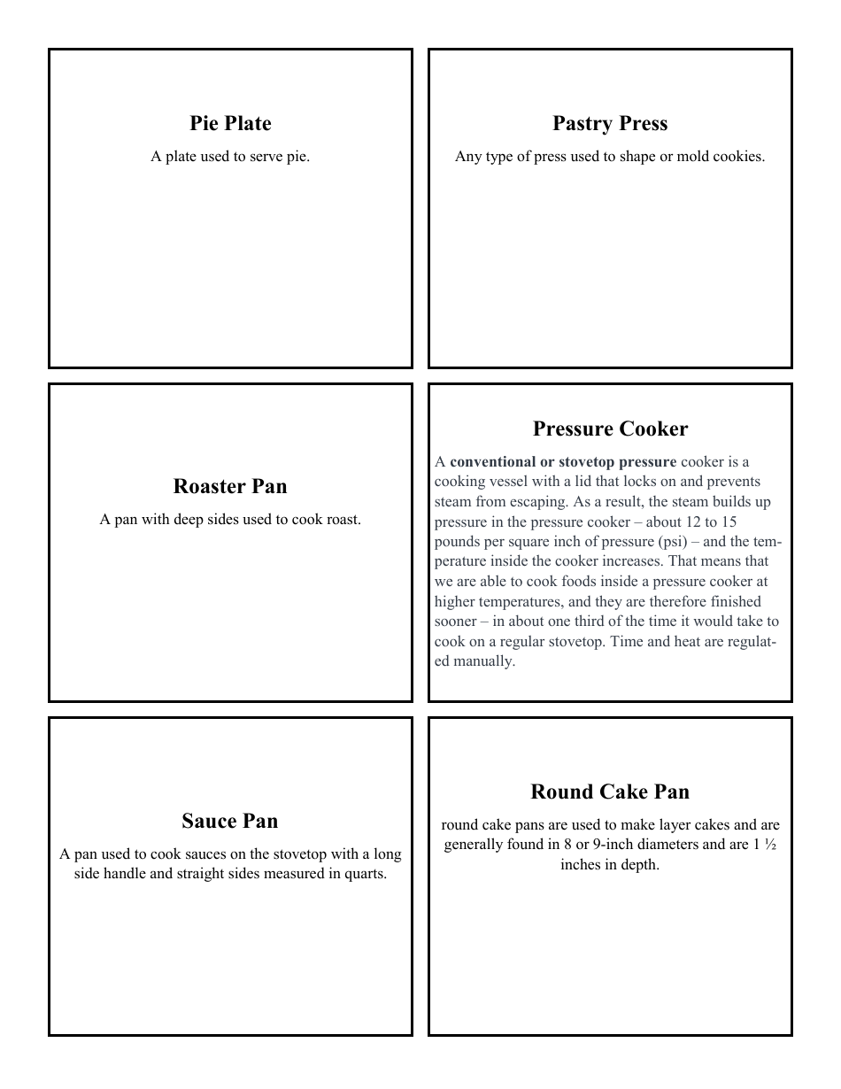 Cooking Identification Flash Cards, Page 11