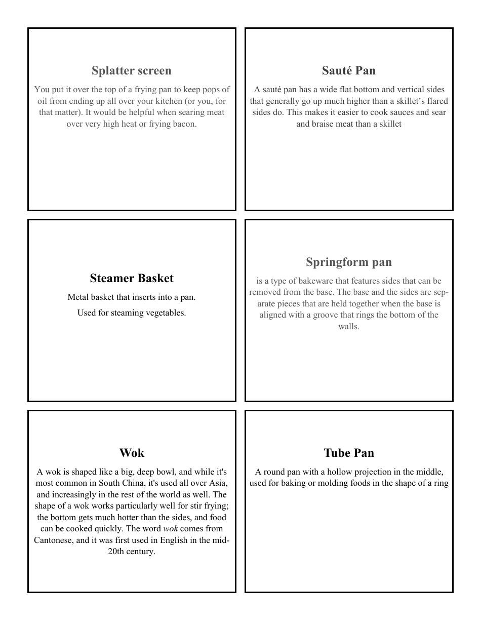 Cooking Identification Flash Cards, Page 13
