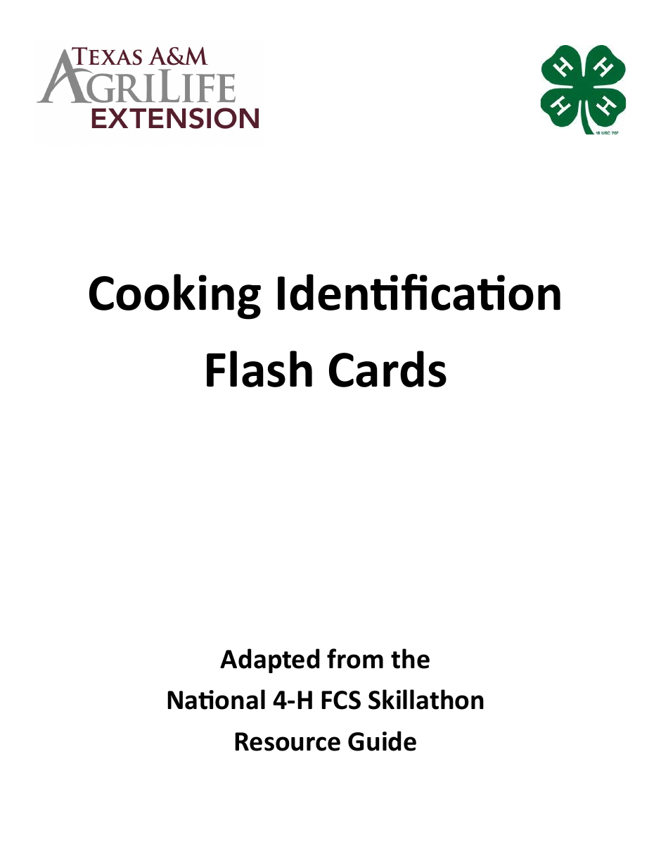Cooking Identification Flash Cards, Page 1