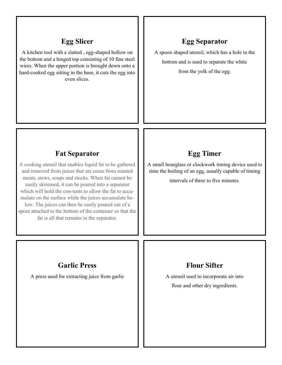 Cooking Identification Flash Cards, Page 23
