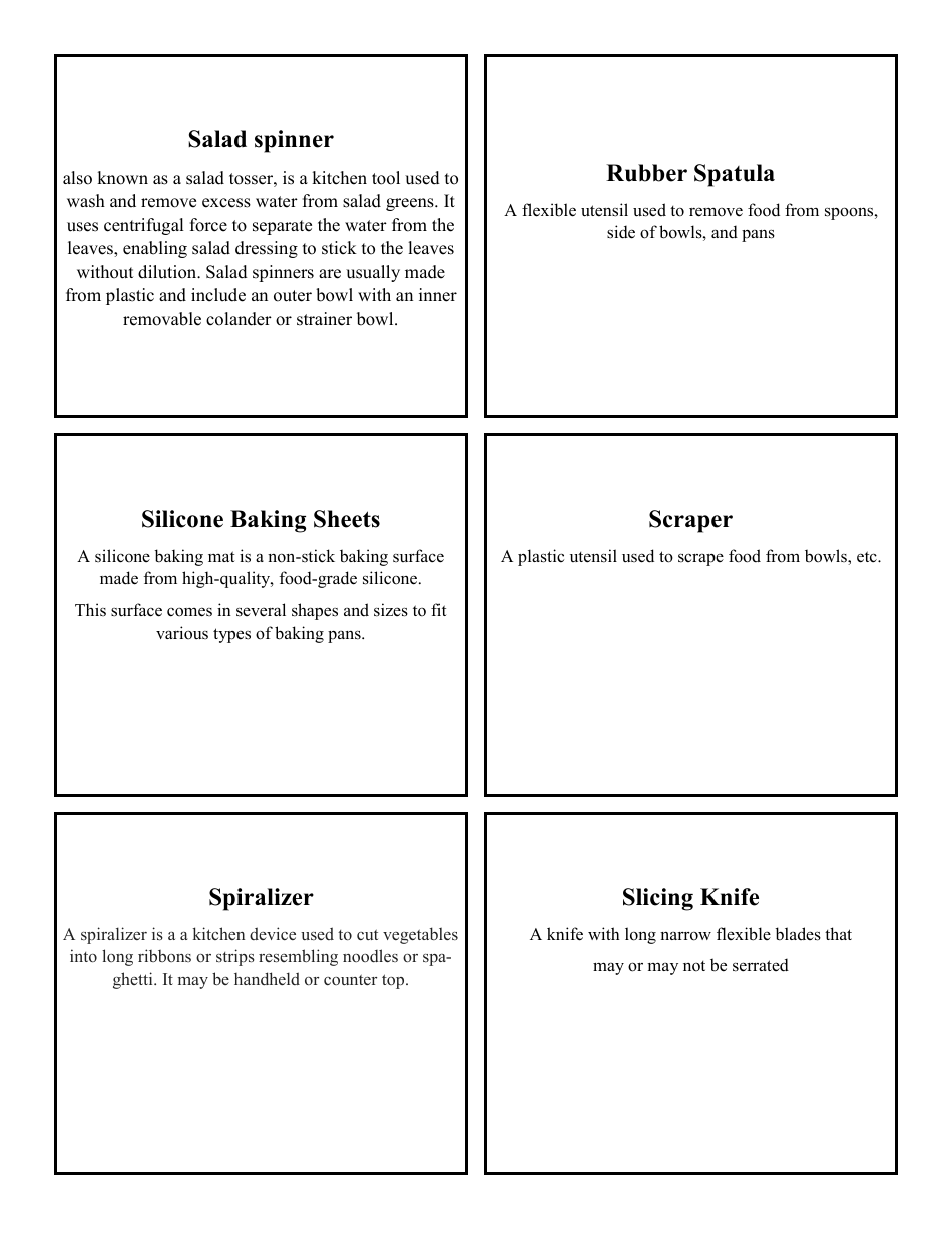 Cooking Identification Flash Cards, Page 33