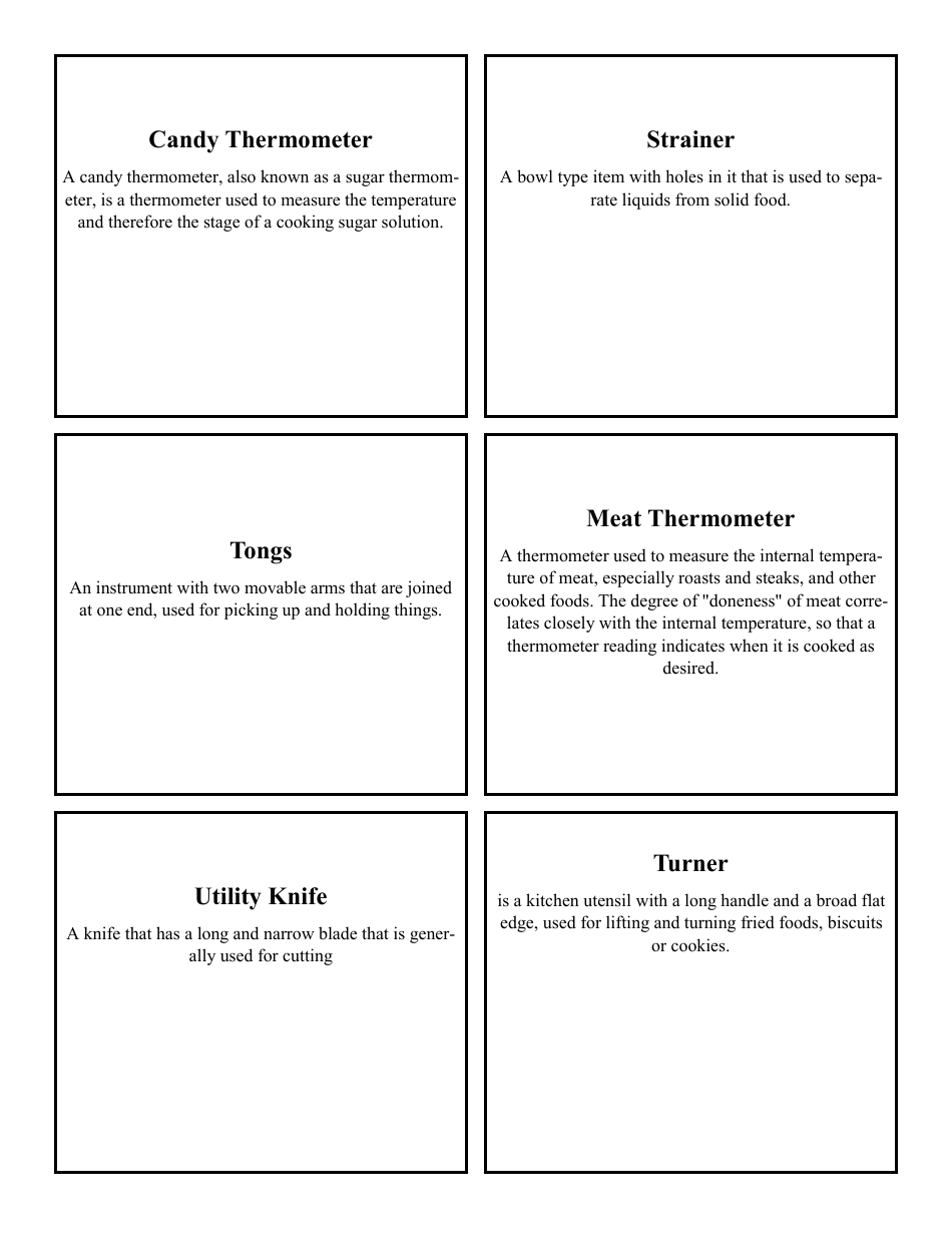 Cooking Identification Flash Cards, Page 35