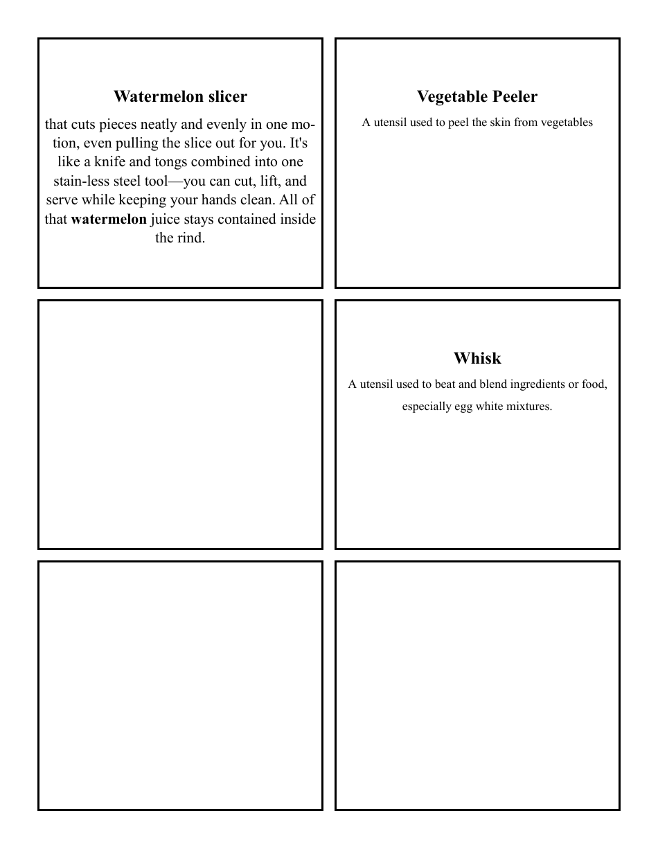 Cooking Identification Flash Cards, Page 37