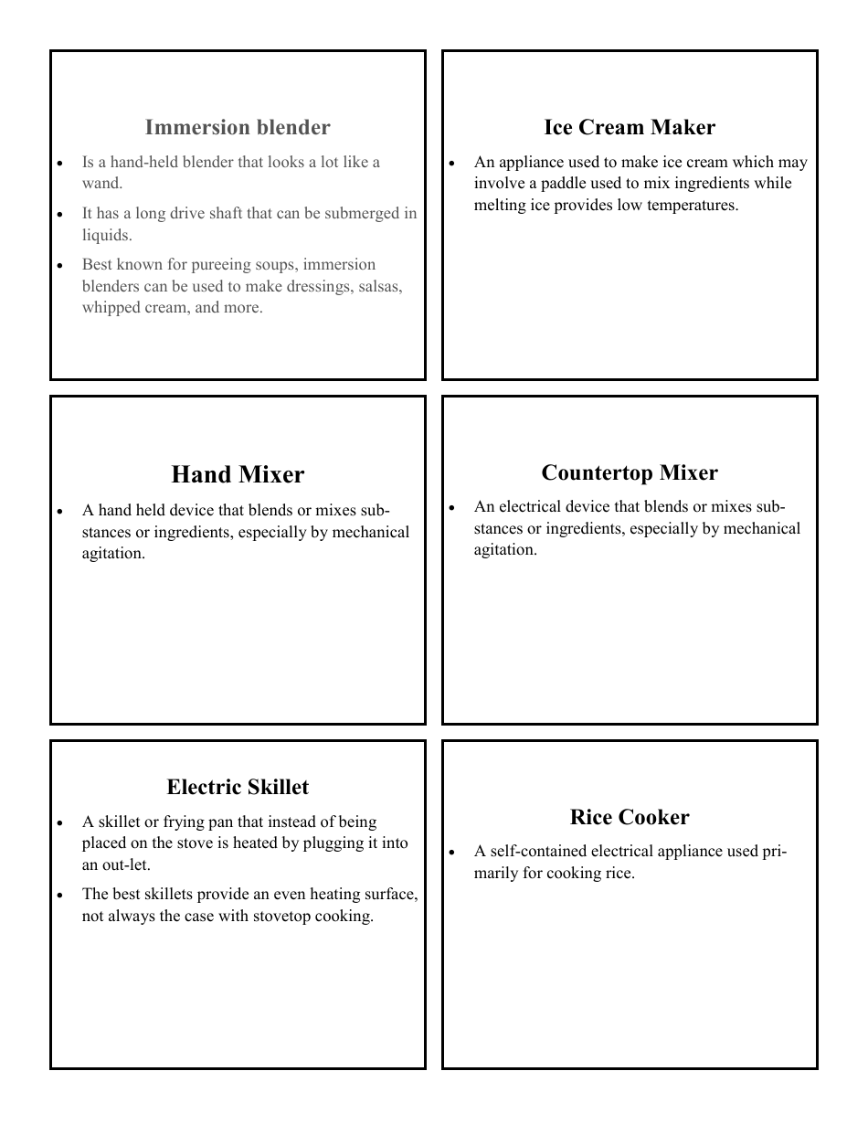 Cooking Identification Flash Cards, Page 5