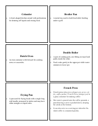 Cooking Identification Flash Cards, Page 9