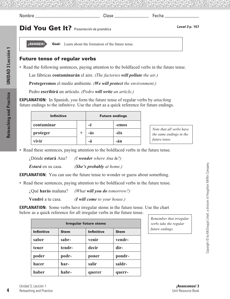Spanish Worksheet: Challenges to the Environment - Mcdougal Littell, Page 4