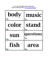 Document preview: Fry's 301-400 Sight Words Flashcards