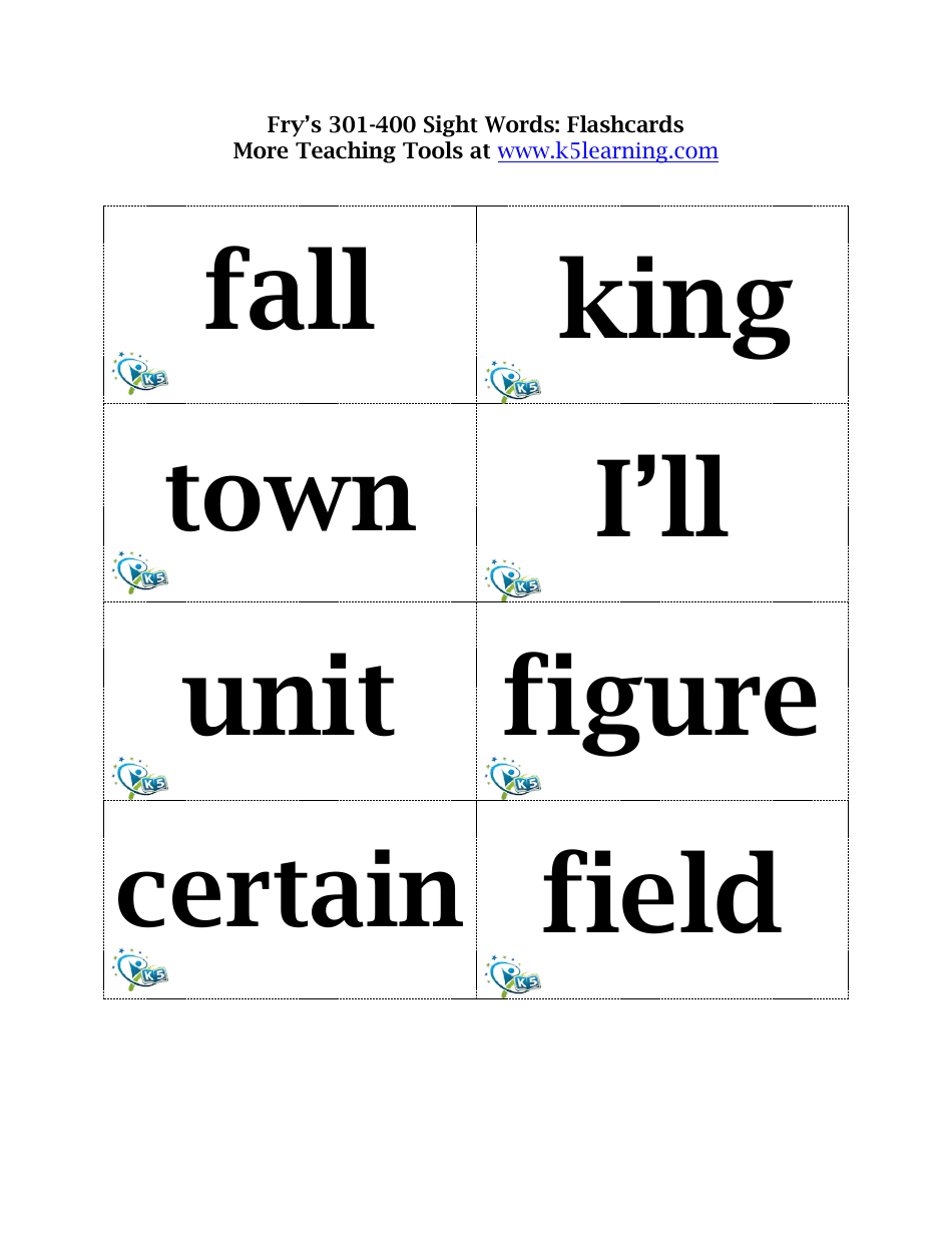 Frys 301-400 Sight Words Flashcards, Page 12
