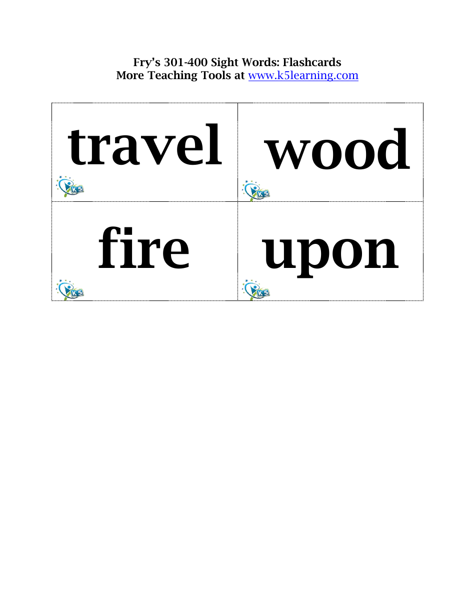 Frys 301-400 Sight Words Flashcards, Page 13