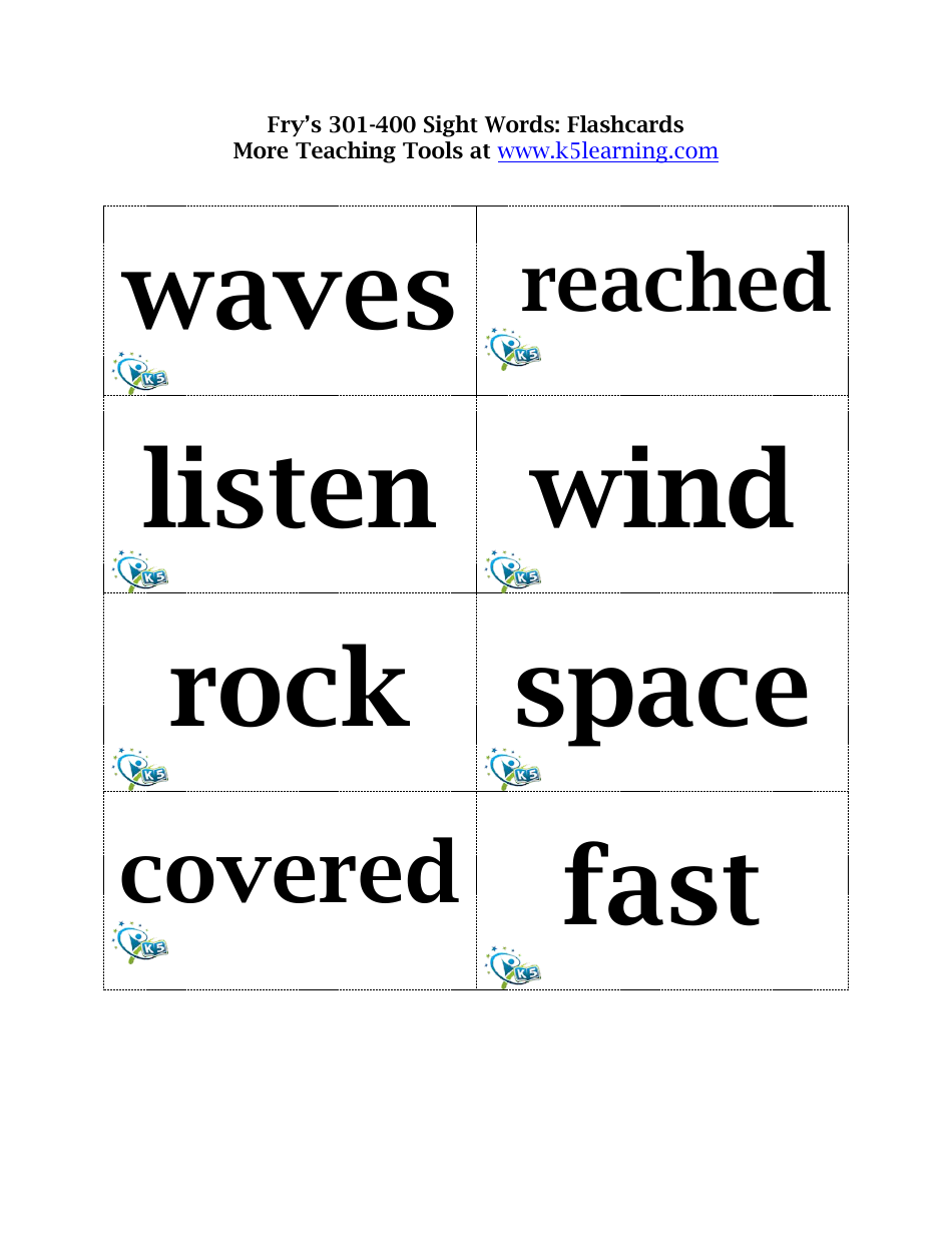 Frys 301-400 Sight Words Flashcards, Page 7