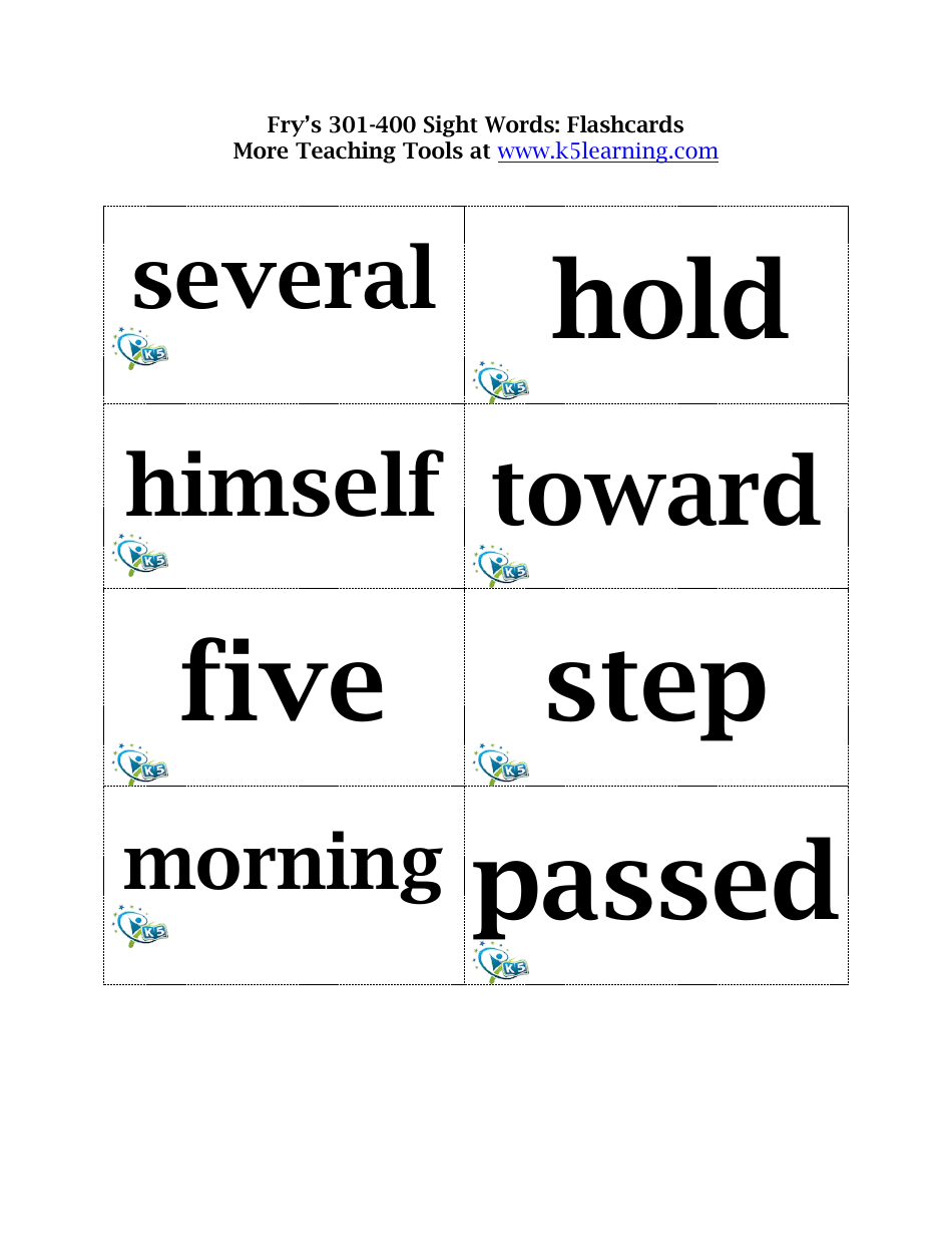 Frys 301-400 Sight Words Flashcards, Page 8
