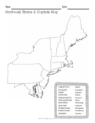 Northeast States &amp; Capitals Map Worksheet and Flashcards, Page 2