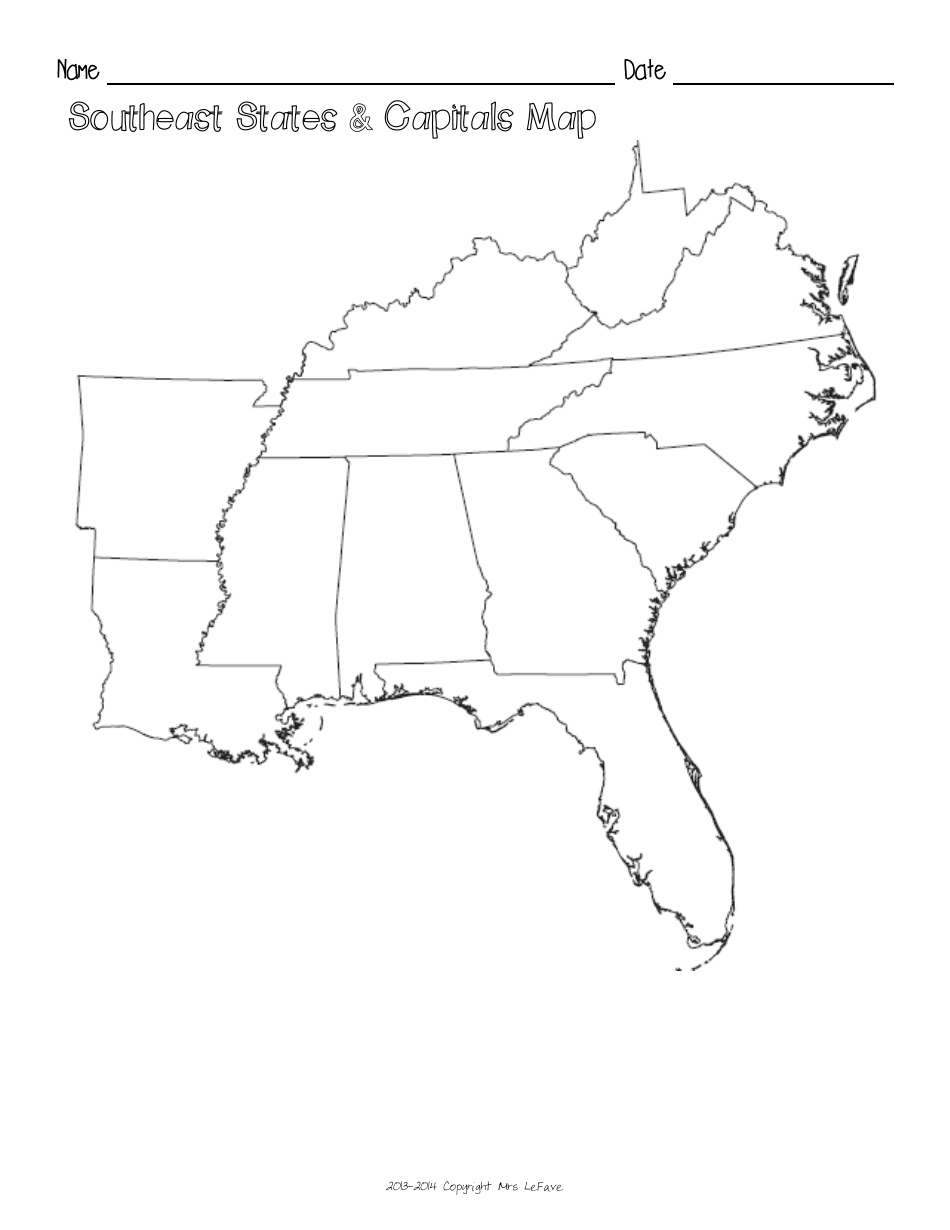 Southeast States Capitals Map Worksheet and Flashcards Download Southeast States Capitals Map Worksheet and Flashcards Download