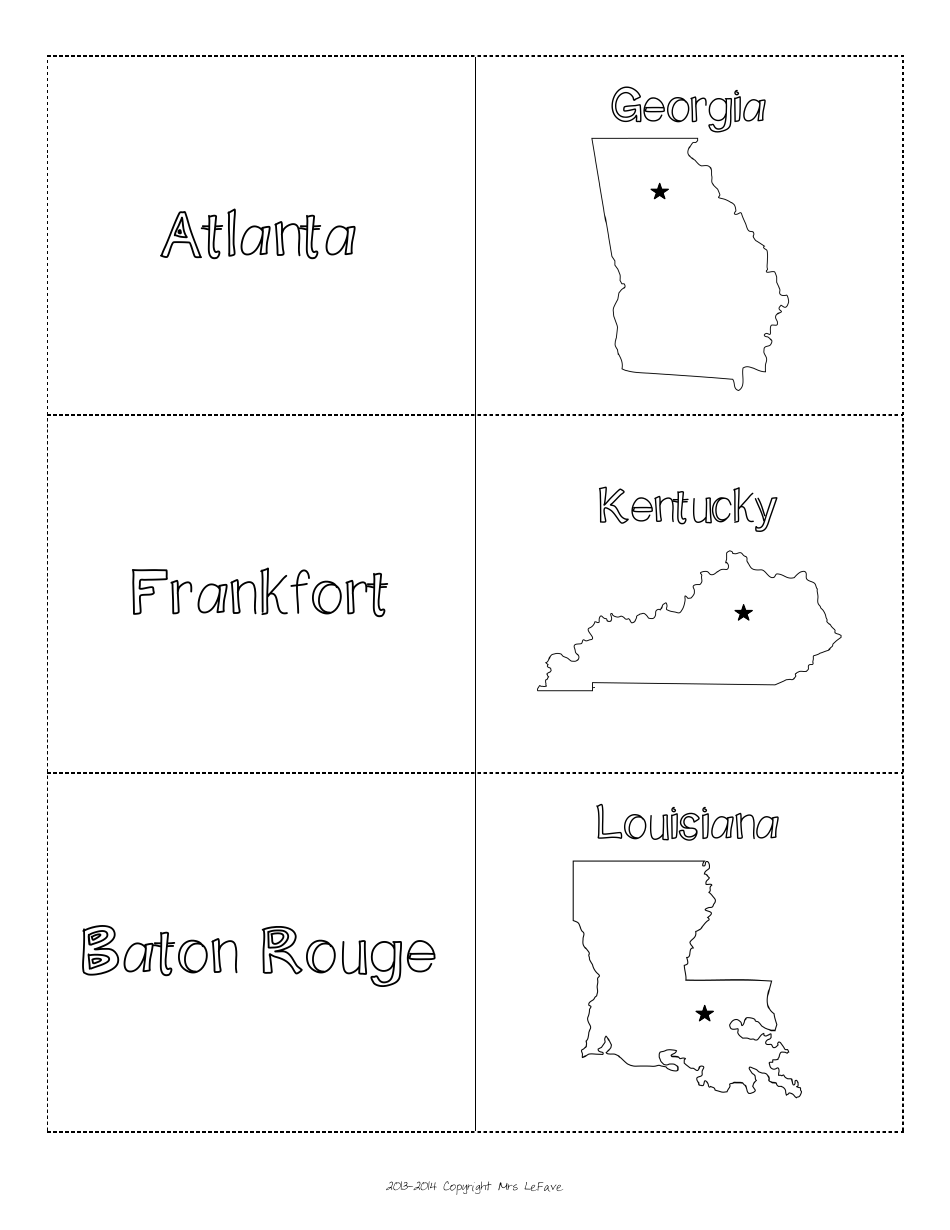 Southeast States & Capitals Map Worksheet and Flashcards Download ...