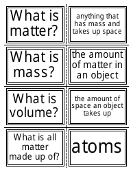 Document preview: Chemistry Flashcards - Matter, Mass, Volume