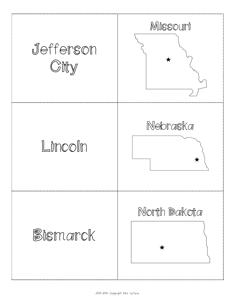 Midwest States  Capitals Map Worksheet and Flashcards, Page 12