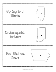 Midwest States &amp; Capitals Map Worksheet and Flashcards, Page 14