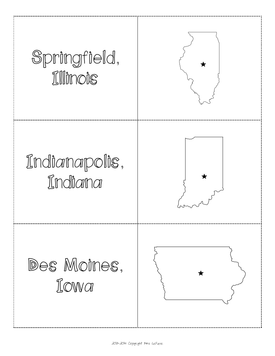 Midwest States  Capitals Map Worksheet and Flashcards, Page 14
