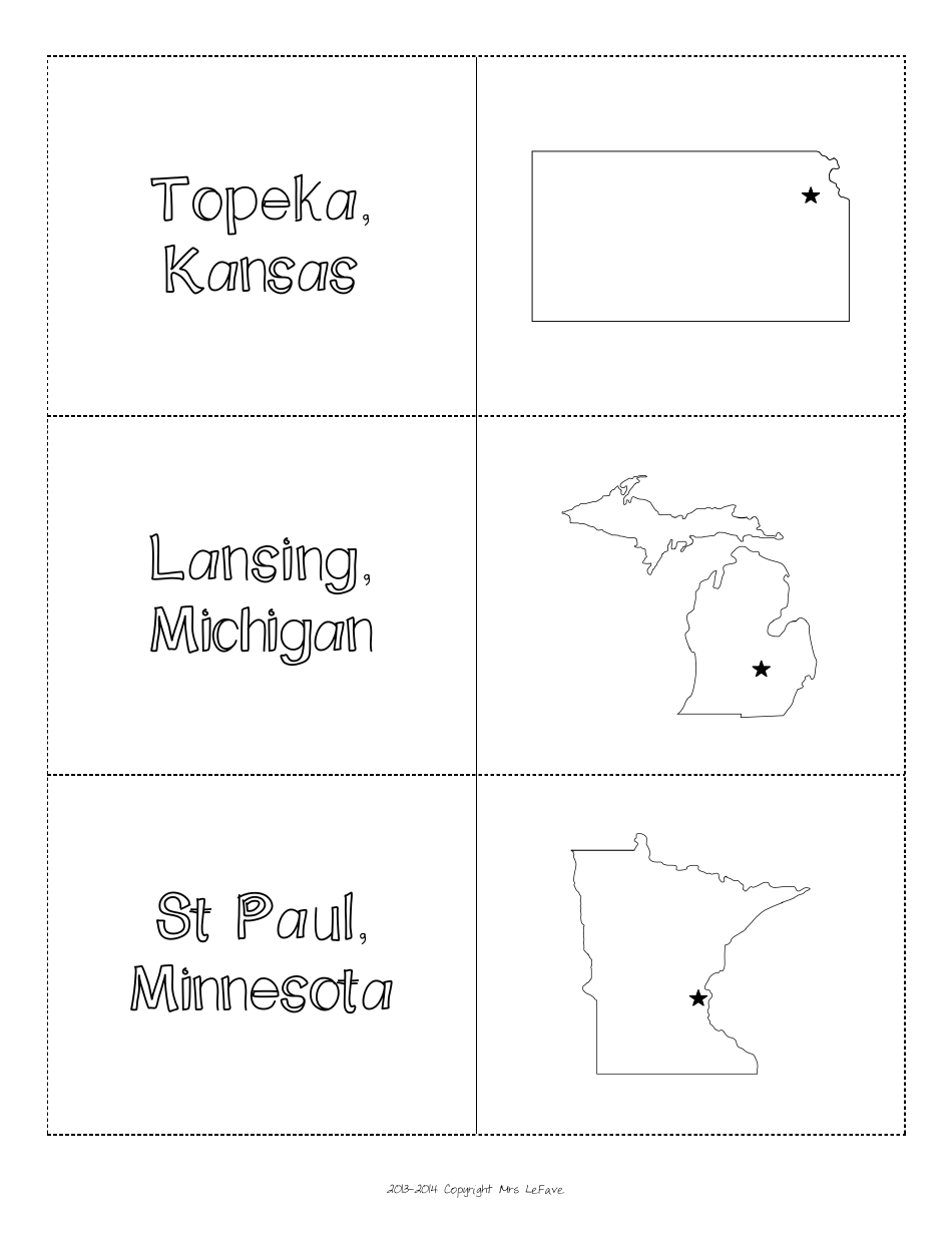 Midwest States  Capitals Map Worksheet and Flashcards, Page 15
