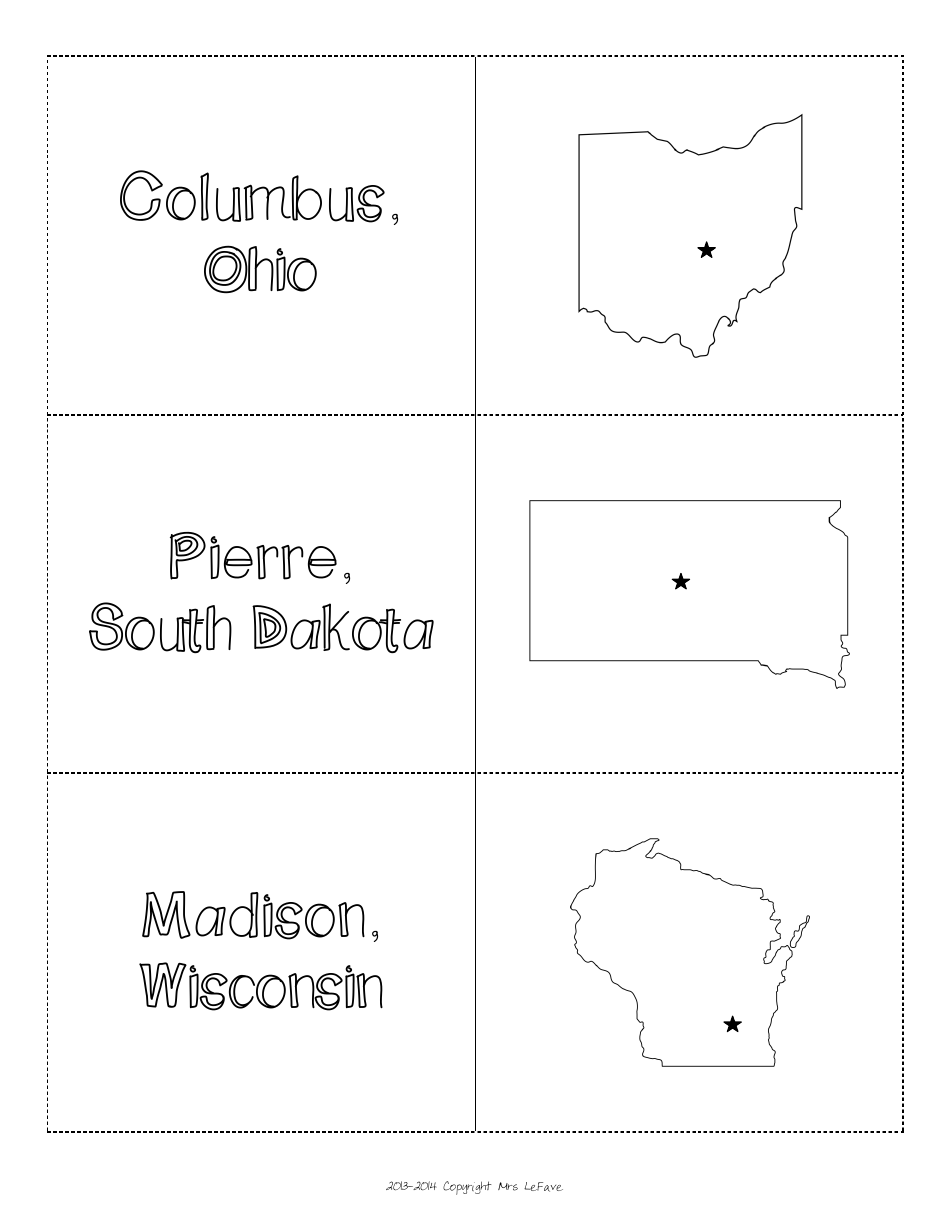 Midwest States  Capitals Map Worksheet and Flashcards, Page 17