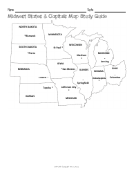 Midwest States &amp; Capitals Map Worksheet and Flashcards, Page 3