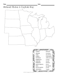 Midwest States &amp; Capitals Map Worksheet and Flashcards, Page 4