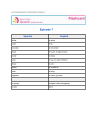 Document preview: Spanish for Beginners Flashcard