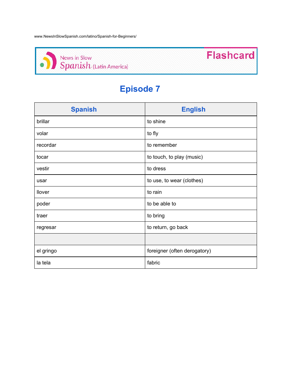 Spanish for beginners flashcard download printable pdf templateroller
