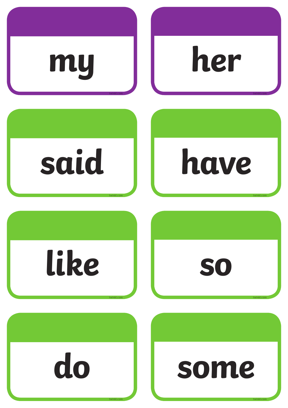 Sight Words Flashcards, Page 3