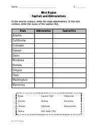 West Region Capitals and Abbreviations Worksheet - Jill S. Russ, Page 2