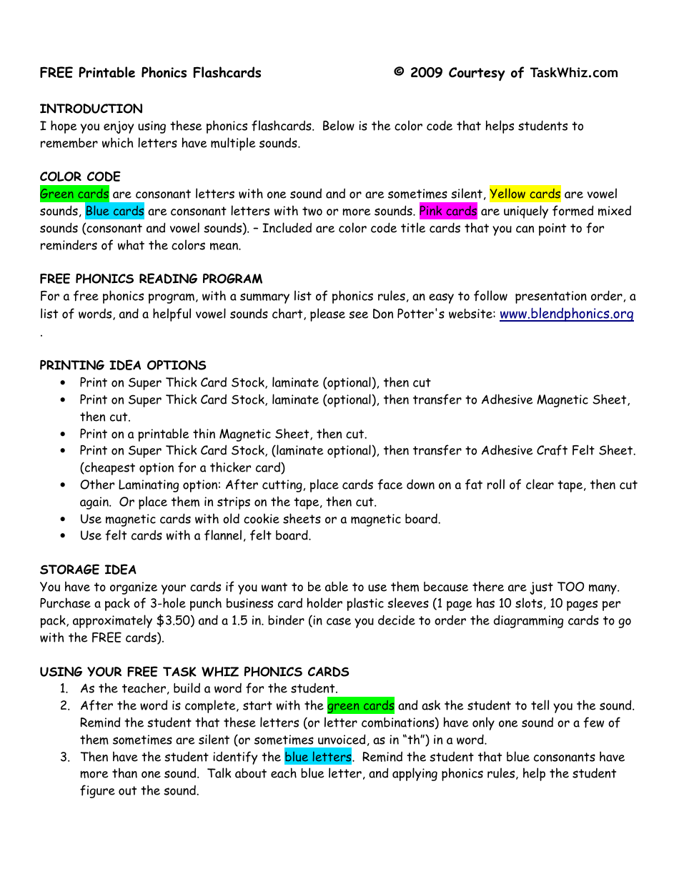 Phonics Flashcards - Courtesy of Raskwhiz, Page 10