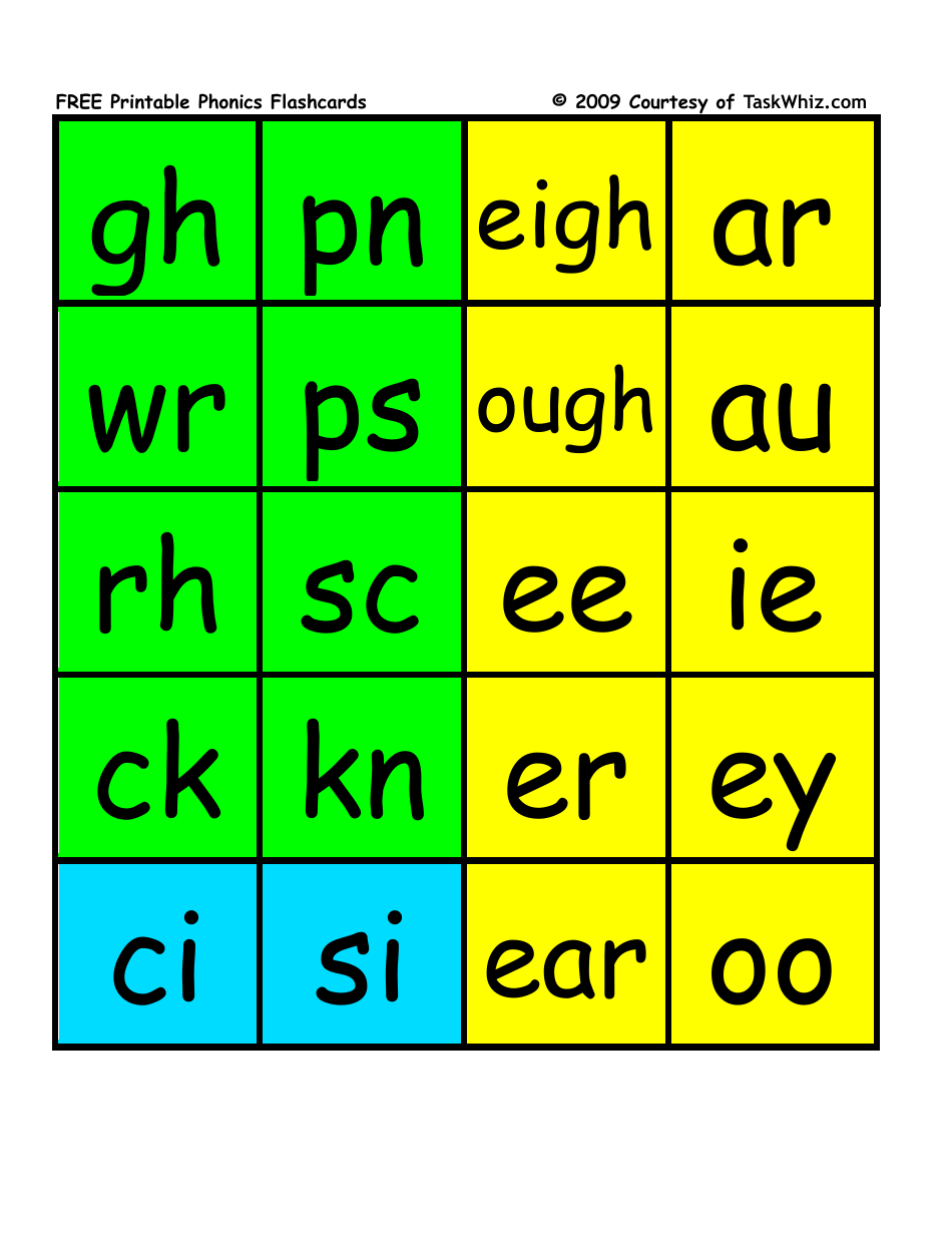 Phonics Flashcards - Courtesy of Raskwhiz, Page 3