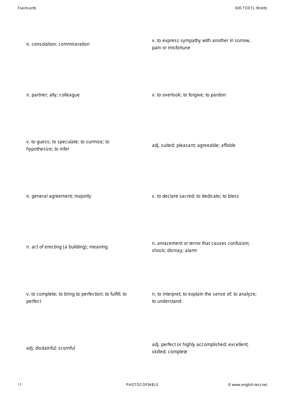 600 Toefl Voabulary Flashcards, Page 11