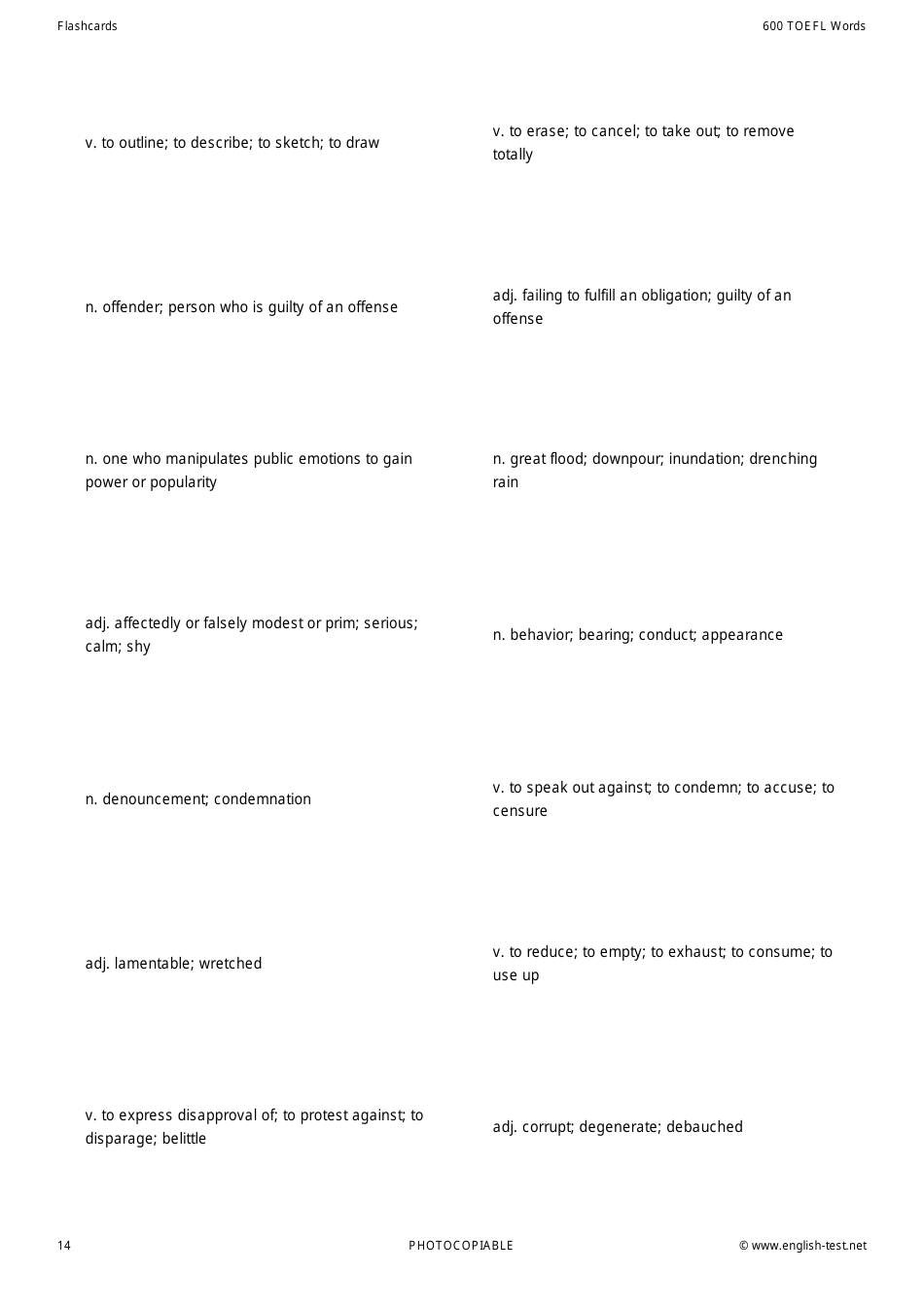 600 Toefl Voabulary Flashcards, Page 14