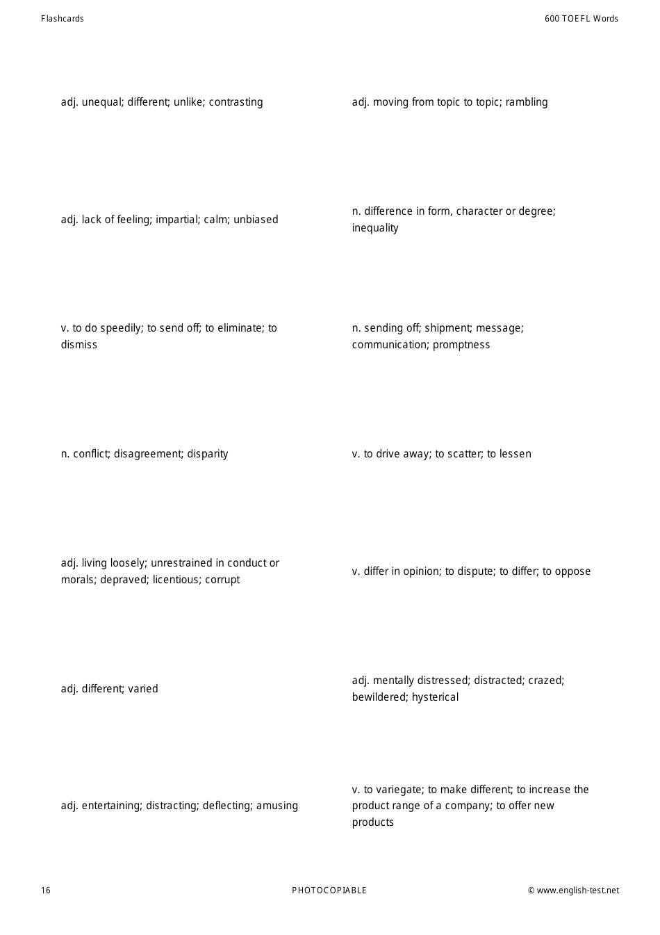 600 Toefl Voabulary Flashcards, Page 16