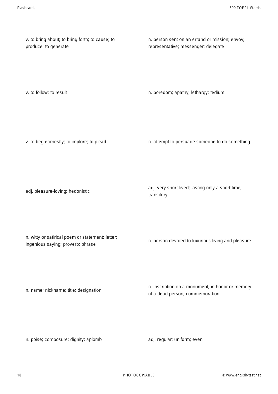 600 Toefl Voabulary Flashcards, Page 18