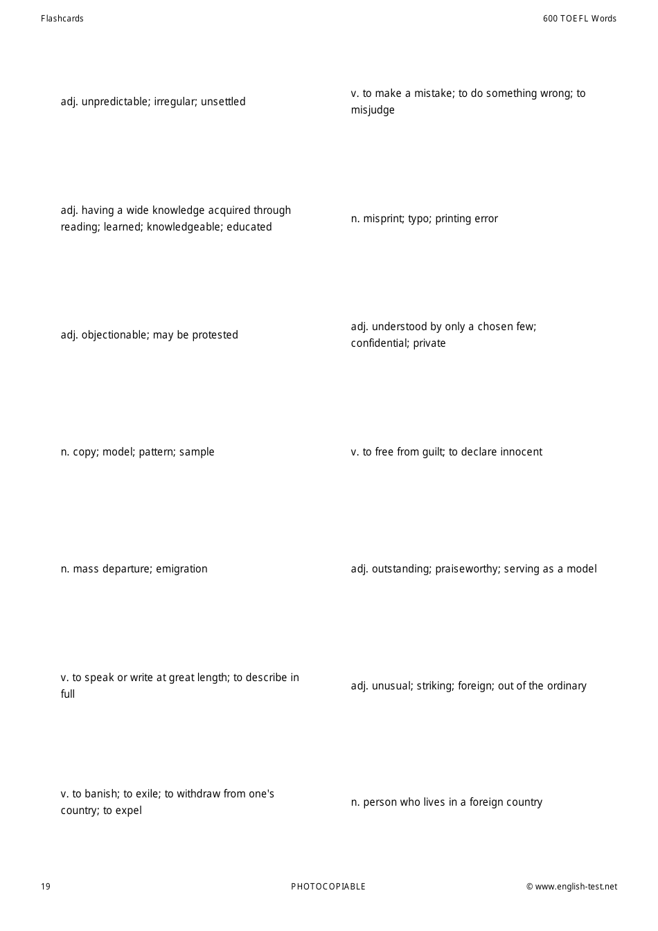 600 Toefl Voabulary Flashcards, Page 19