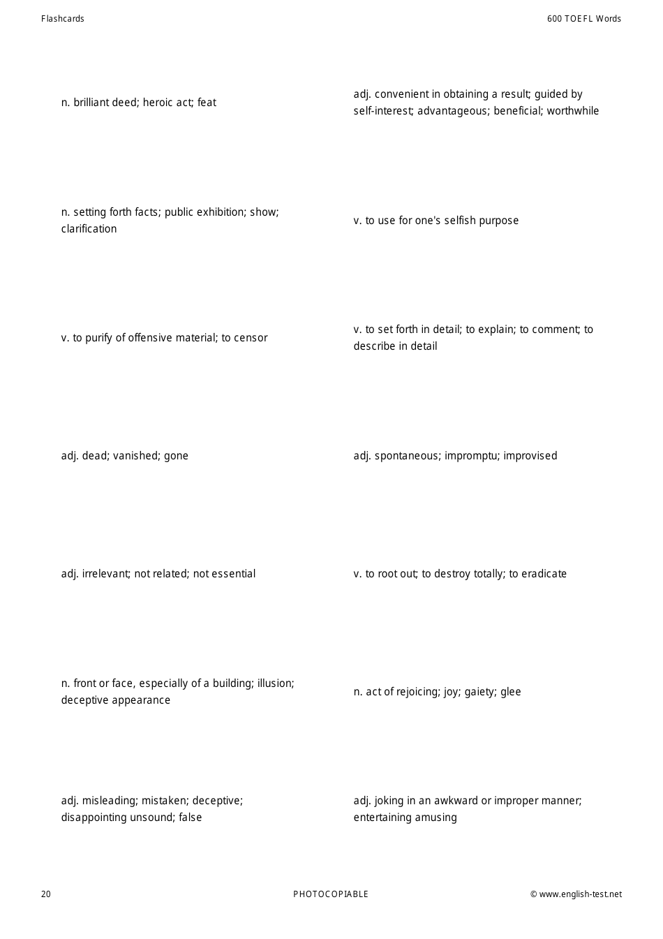 600 Toefl Voabulary Flashcards, Page 20