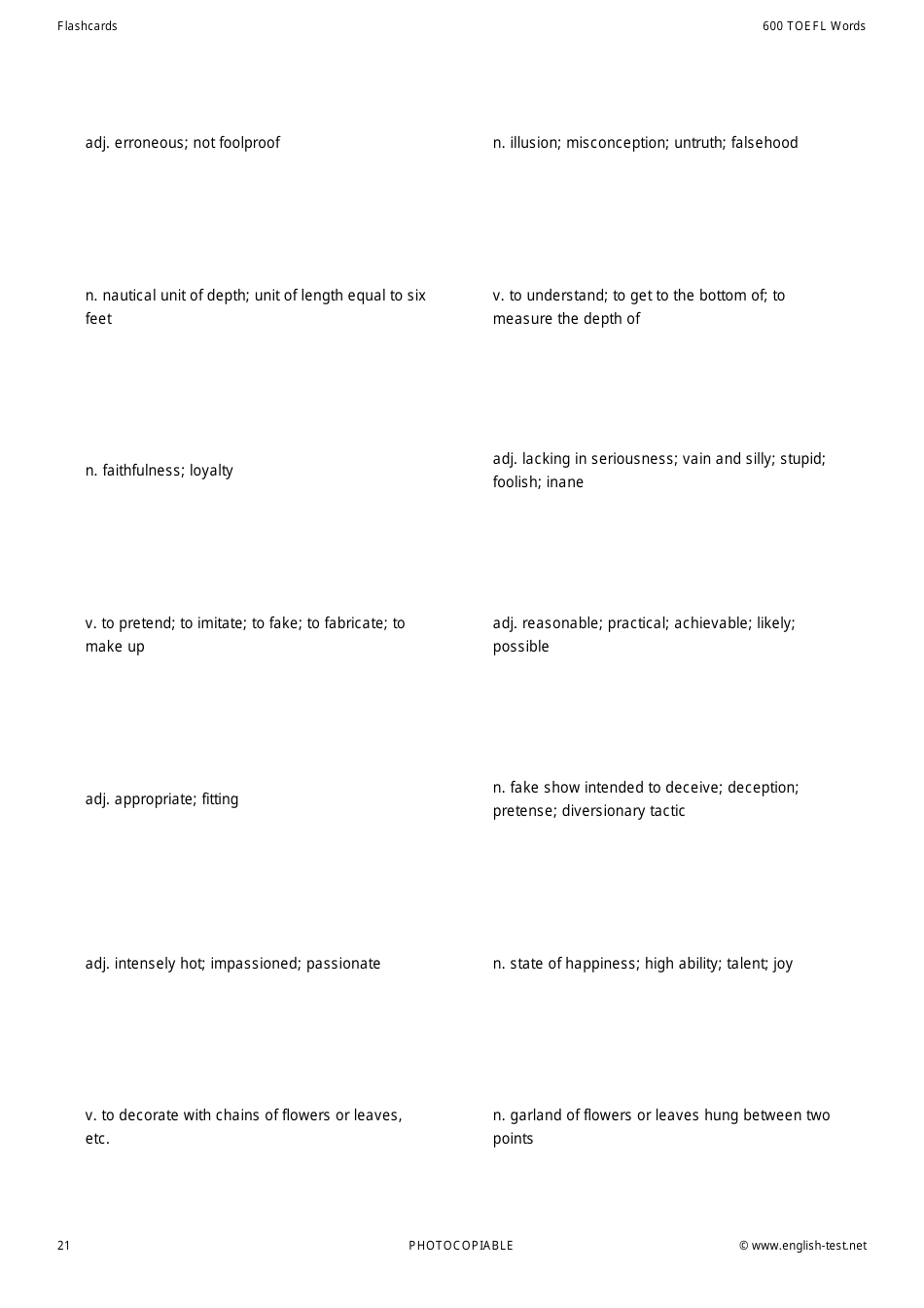600 Toefl Voabulary Flashcards, Page 21