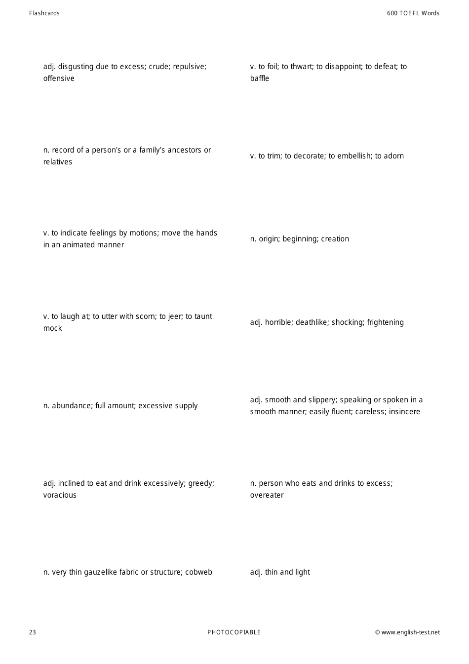 600 Toefl Voabulary Flashcards, Page 23