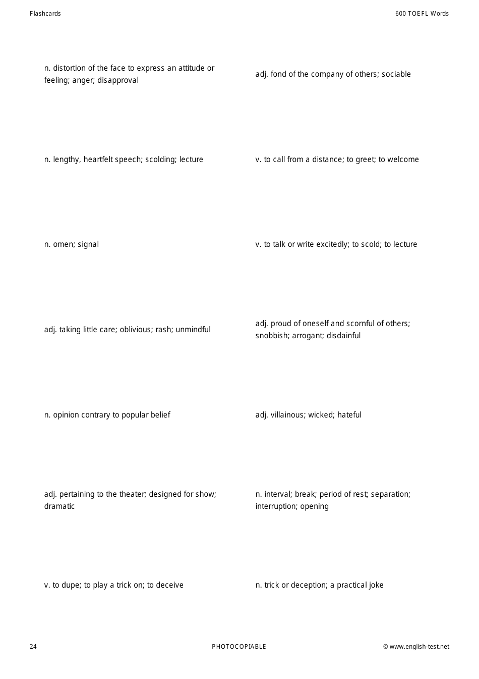 600 Toefl Voabulary Flashcards, Page 24