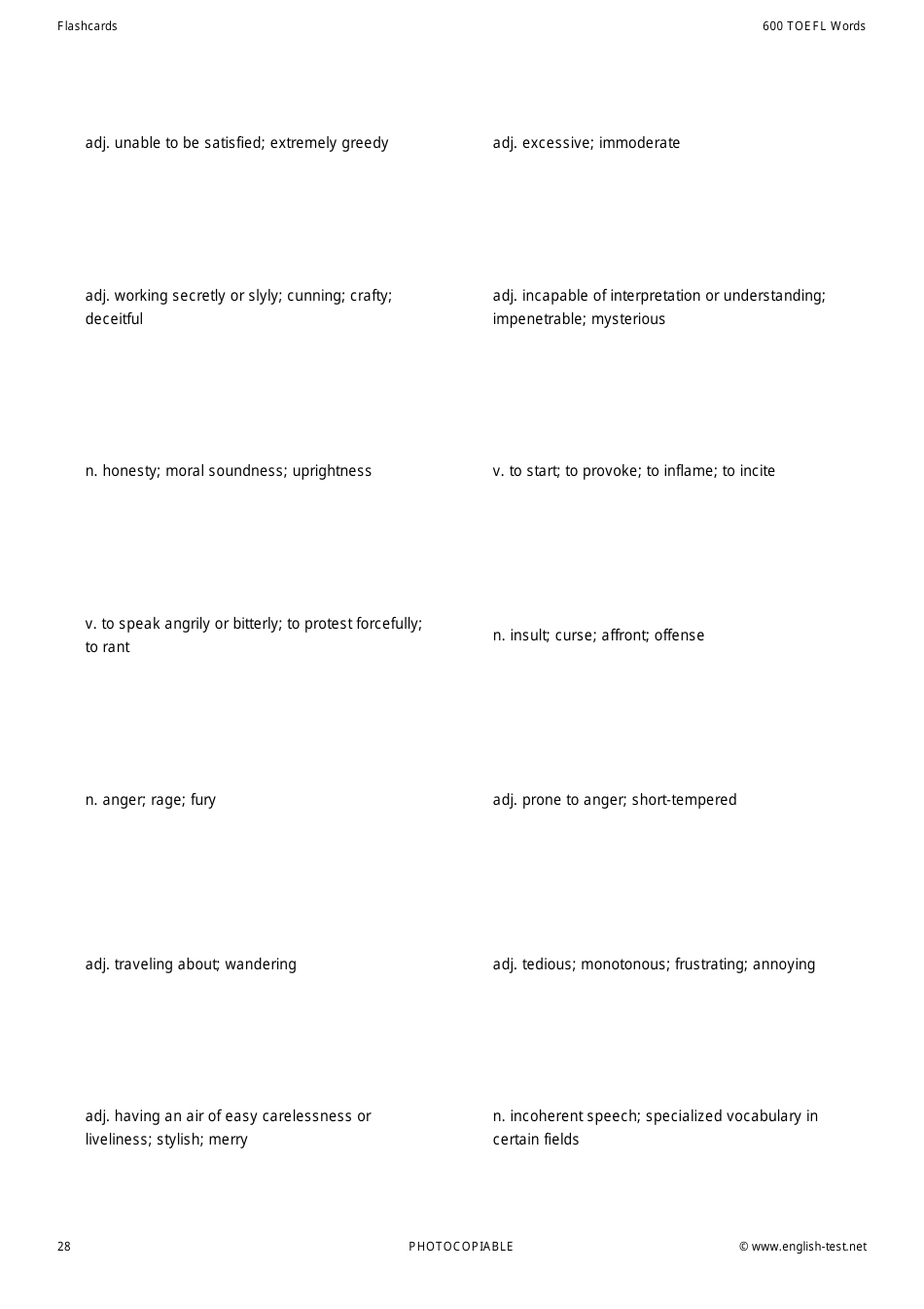 600 Toefl Voabulary Flashcards, Page 28
