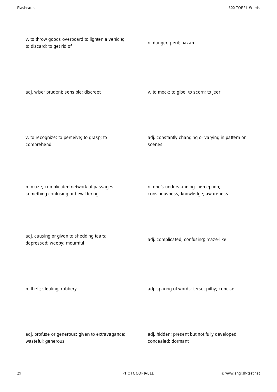 600 Toefl Voabulary Flashcards, Page 29