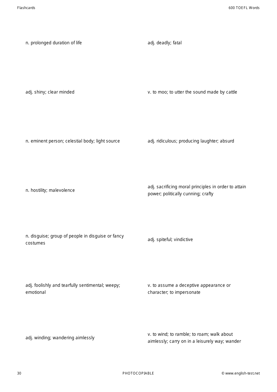 600 Toefl Voabulary Flashcards, Page 30